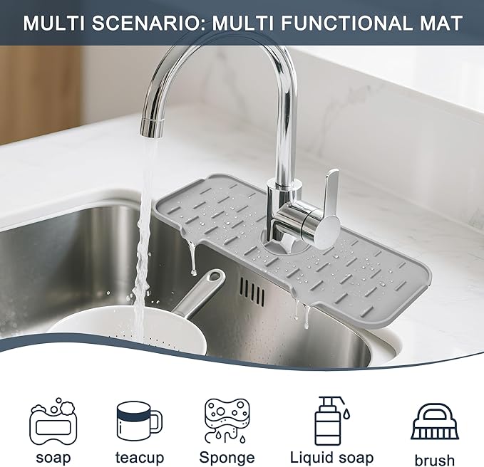 Kitchen Faucet Sink Splash Guard, Silicone Faucet Water Catcher Mat – Sink - Image 3