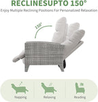 IDEALHOUSE Wicker Outdoor Recliner Reclining Patio Chairs with Adjustable Back & Footrest 150° Lay-Flat Reclining with Air Pump Rattan Flip-Up Side Table Outdoor Lounge Chairs for Pool Deck Balcony - Image 5