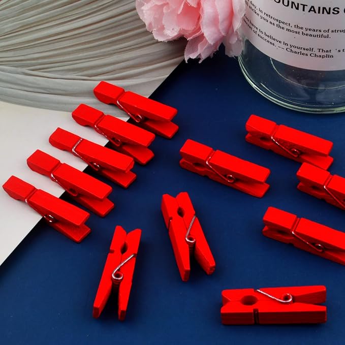 Jdesun 50pcs Wooden Photo Clips Natural Wooden Mini Laundry Pins Clothespins - Image 7