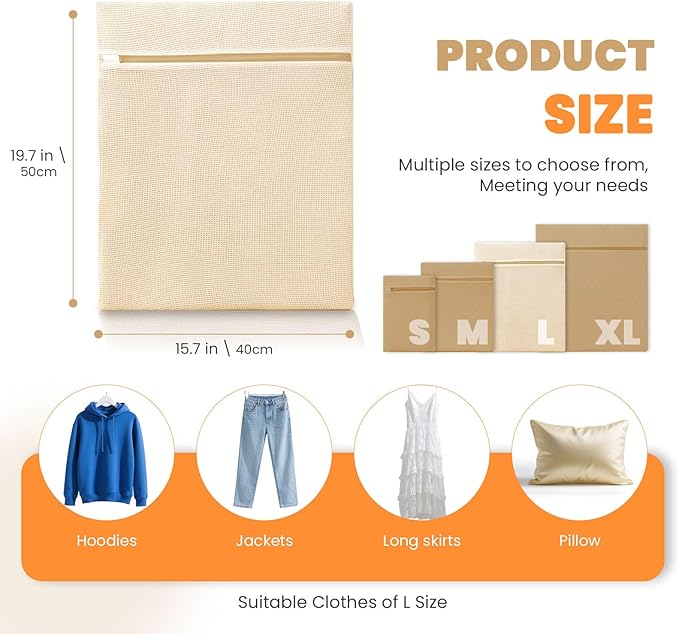 4Pcs Large Cotton Mesh Laundry Bags - Image 5