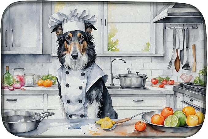 Caroline's Treasures DAC6214DDM Borzoi The Chef Dish Drying Mat Absorbent Dish by CarolinesTreasures