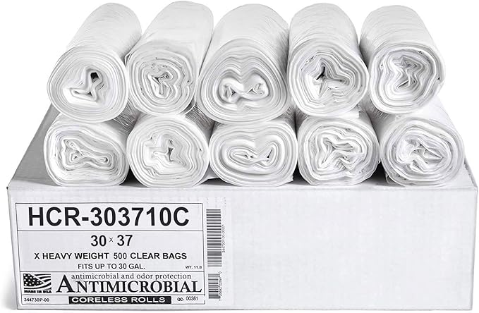 Aluf Plastics High Density Trash Bags, 30 Gallon, 10 Micron, by AlufPlastics