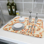 Fall Leaves Dish Drying Mat for Kitchen Counter Autumn Orange White Leaves - Image 6