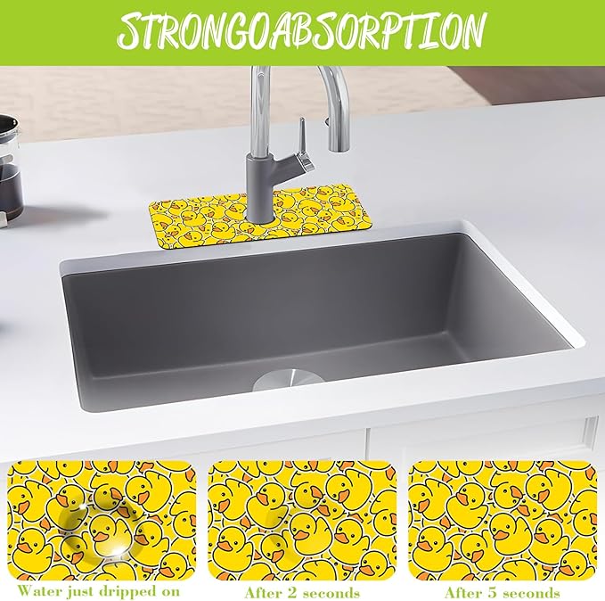 Sink Splash Guard Faucet Mat Rubber Ducky Absorbent Fast Drying Mat Sink - Image 5