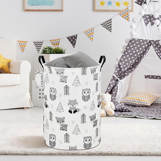 FANKANG Storage Basket, Nursery Hamper Canvas Laundry Basket Foldable - Image 4