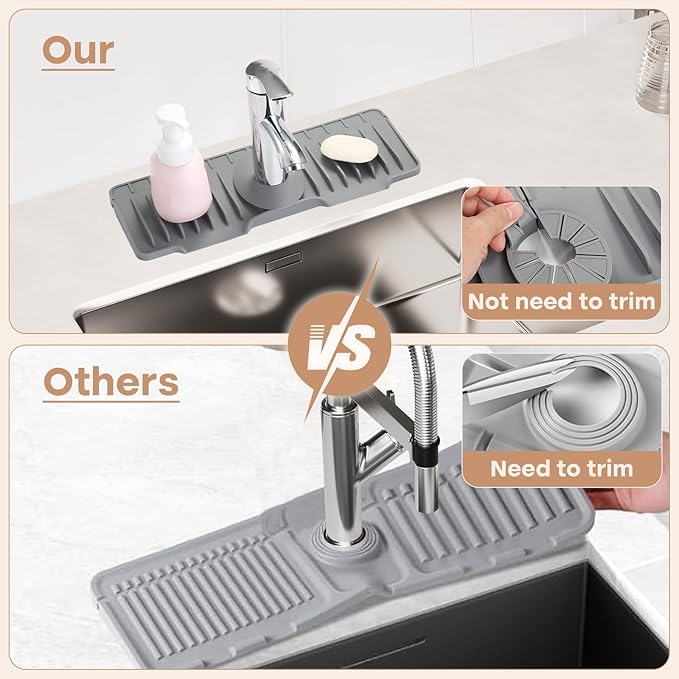 15.75 Inch kitchen Sink Faucet Mat, Silicone Sink Protector&Splash Guard - Image 5