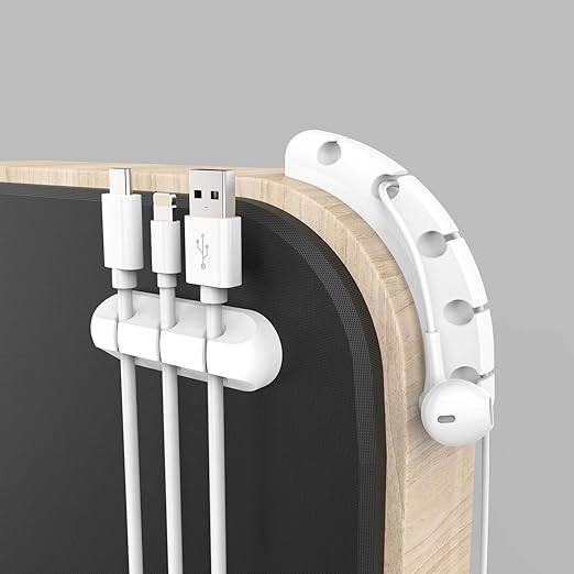 White Cable Clips, Cord Organizer Cable Management, Cable Organizers USB Cable - Image 4