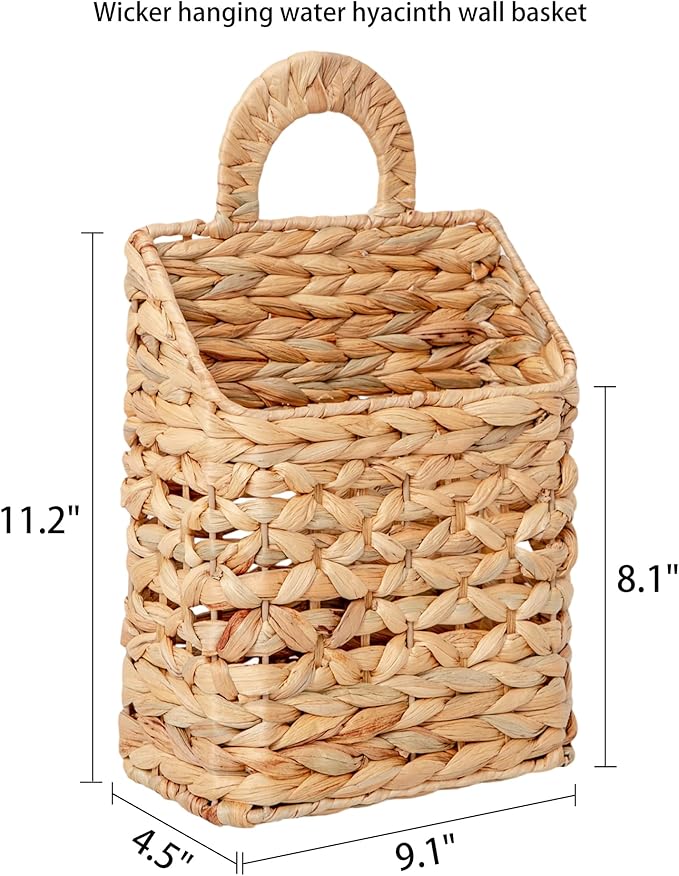Wicker hanging basket, Water Hyacinth Wall Basket, Rustic Handwoven Hanging - Image 4