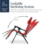 Best Choice Products Oversized Padded Zero Gravity Chair, Folding Outdoor Patio Recliner, XL Anti Gravity Lounger for Backyard w/Headrest, Cup Holder, Side Tray, Polyester Mesh - Crimson Red - Image 7