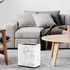 Coloch 2.4 Gallon/9L Rectangle Marble Print Metal Trash Can, Stainless Steel - Image 6