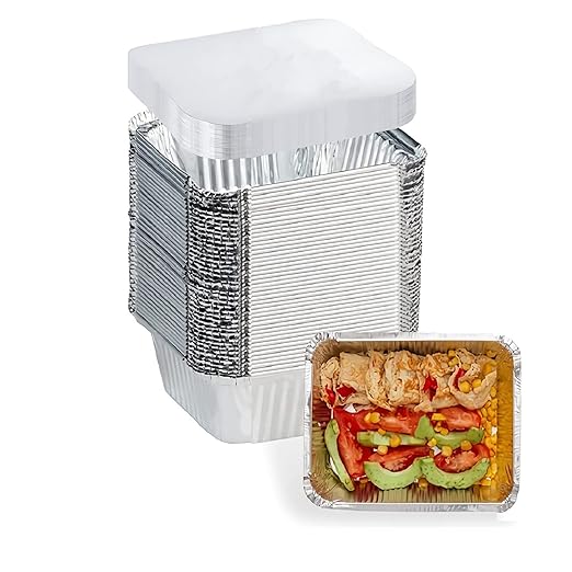 100 Pack - Aluminum Pans with Lids -1LB, Foil Pans - to Go Food Containers by FUIIKEEM