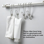 12 Pack Long Tail Clip with Hooks Clothes Pin, Cord Clothes Pins Hanging Peg - Image 3