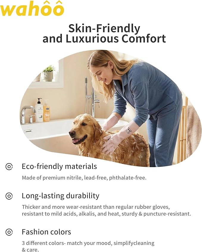 LANON 3 Pairs wahoo Nitrile Cleaning Gloves, Latex free Reusable Dishwashing - Image 3