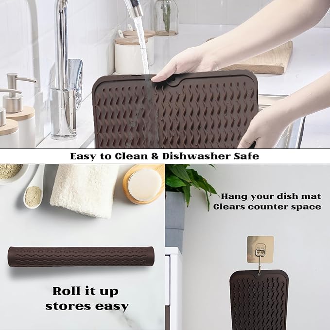 ZLR Silicone Dish Drying Mat 12" x 12" Square - Image 4