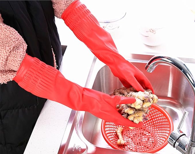 Rubber Cleaning Gloves Kitchen Dishwashing Glove 6-Pairs, Waterproof Reuseable. - Image 6