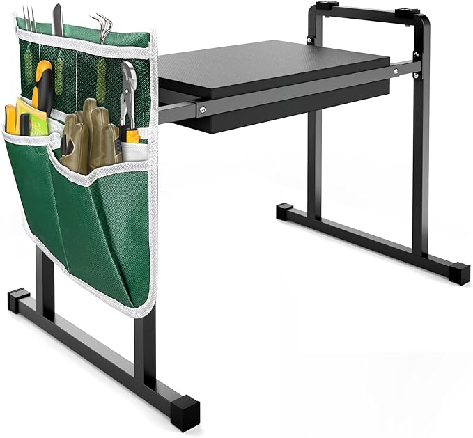 FLINTER Garden Kneelers Seat, Stable and Save Tip-Resistant Design 10.2" Wider Garden Kneeler and Seat with Handle, Heavy Duty Gardening Stool for Seniors, Gardening Weeding Bench for Parents - Black by FlinterOfficial