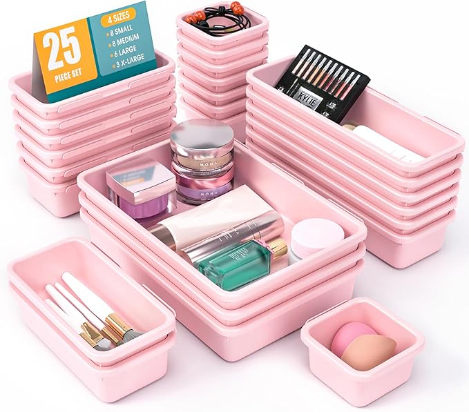 25 PCS Drawer Organizer Set, 4 Size Makeup Drawer Divider Organizer by StoreHappily