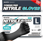 Beastek Black Disposable Nitrile Exam Gloves 100 Pcs 4Mil Chemical Resistant by Beastek
