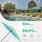 JEAREY 7.5FT Patio Umbrella Market Table Umbrella with 6 Sturdy Ribs, Push Button Tilt/Crank Outdoor Umbrella for Garden, Deck, Backyard, Pool and Beach,Teal Blue - Image 5