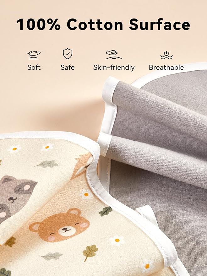 TILLYOU Waterproof Changing Pad Liners 6 Pack, 100% Cotton Reusable Cloth - Image 2