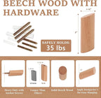 evory 6 Natural Wood Hooks for Wall, Rustic Wooden Coat Hooks Wall Mount - Image 7