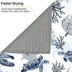 Nautical Blue White Sea Turtle & Coral Dish Drying Mats - Image 8