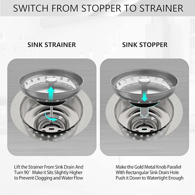 Kitchen Sink Strainer 2 Pack Drain Stopper Combo Basket Replacement - Image 5