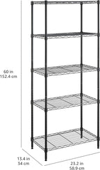 Amazon Basics 5-Shelf Multipurpose Adjustable Steel Garage Shelving Unit, Storage Rack for Kitchen, 200 lbs Per Shelf, Easy Assembly, 13.4"D x 23.2"W x 60"H, Black - Image 8
