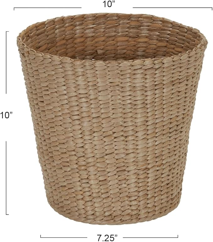 Household Essentials Handwoven Cattail Wicker Waste Basket - Image 2