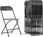 Flash Furniture Hercules Set of 10 Indoor/Outdoor Heavy-Duty Plastic Folding Chairs, Foldable Commercial Stacking Chairs with 650-lb. Static Weight Capacity, Black by FlashFurniture