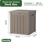 EasyUp 50 Gallon Outdoor Storage Box, Resin Waterproof UV-Resistant Deck Box, Reinforced Stability for Patio, Garden, and Poolside, Striped Gray - Image 2