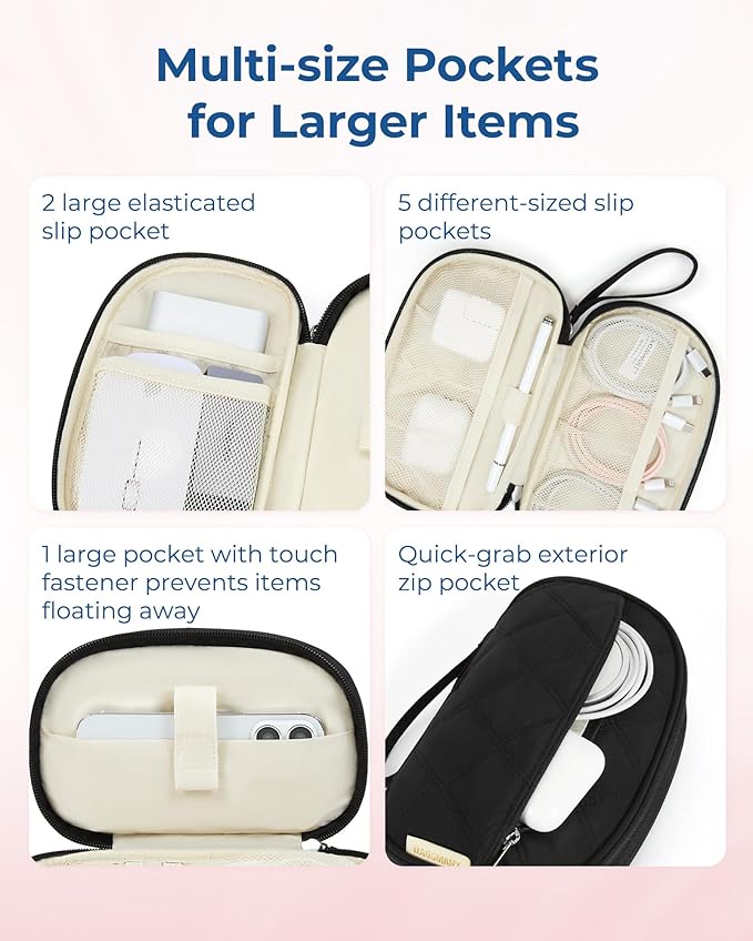 BAGSMART Travel Cord Organizer Electronics Case, Double Layers Puffer Cable - Image 3
