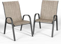 Patio Dining Chairs Set of 2, Outdoor Stackable Dining Chairs High Back, Patio Furniture for Backyard, Porch, Garden, Poolside (Brown) by VonzoyHome