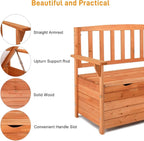 Outvita Outdoor Wood Storage Bench, Wooden Large Deck Box with Seating & Armrest, Waterproof Patio Organizer Loveseat for Garden Porch Deck Backyard Poolside, Natural - Image 6