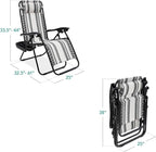 Best Choice Products Set of 2 Adjustable Steel Mesh Zero Gravity Lounge Chair Recliners w/Pillows and Cup Holder Trays - Gray Stripes - Image 3