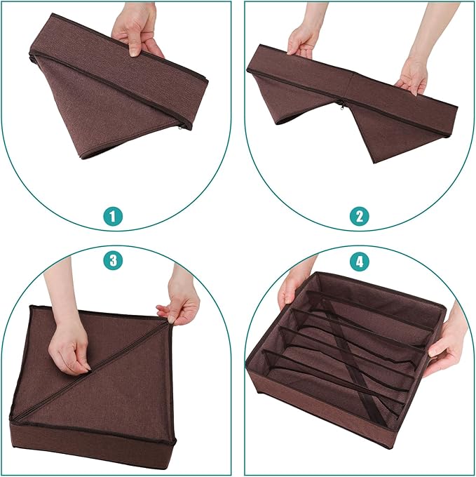 Drawer under Cabinet Clothes Organizer 5 Cell Foldable Storage Cubes Underwear - Image 5