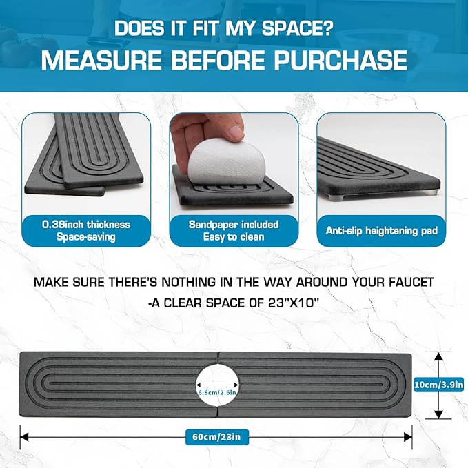Faucet Mat for Kitchen Sink, Diatomite Quick Drying Tray, Long 23.6'' Kitchen - Image 5