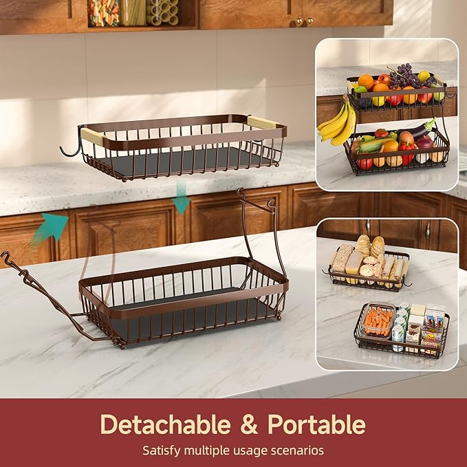 2 Tier Large Fruit Basket for Kitchen Counter - Image 3