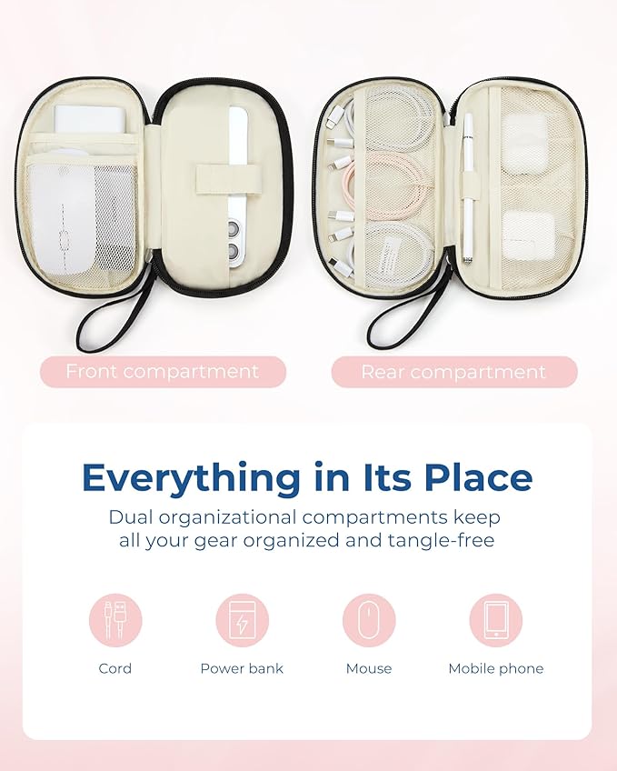 BAGSMART Travel Cord Organizer Electronics Case, Double Layers Puffer Cable - Image 2
