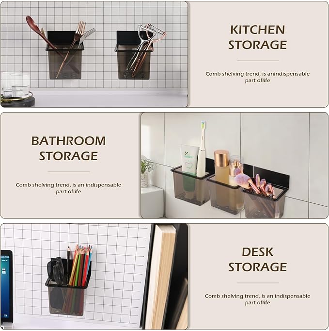 Bathroom Toothbrush Holder Set Modern Black Metal Clear Plastic Toothbrush - Image 5