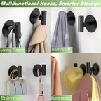 Self-Adhesive Coat Hooks, Stainless Steel Heavy Duty Wall Hooks, Towel Hooks - Image 3