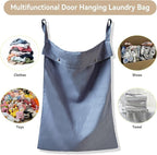 100% Linen Hanging Laundry Hamper Bag 20x27 Inch, Over the Door - Image 5