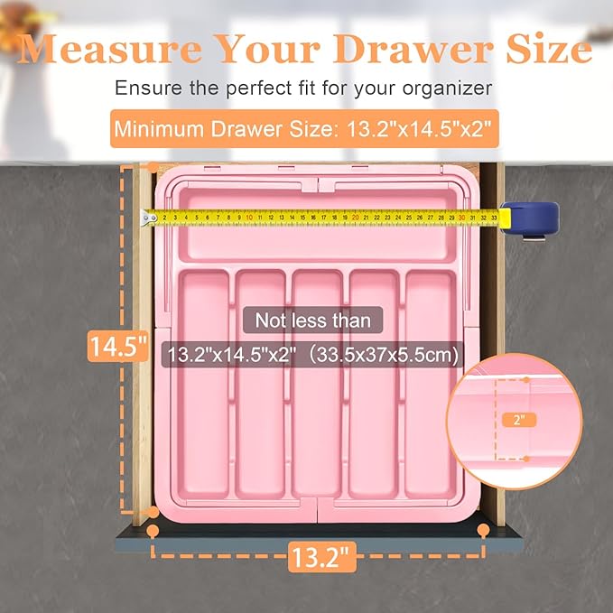 Silverware Organizer Expandable Kitchen Utensil Drawer Organizer Large BPA Free - Image 5