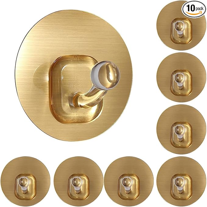 Uten Adhesive Hooks for Hanging 10 Pack, Heavy Duty Wall Hooks 11 lbs, Self by UTENHOMEGOODSCENTER