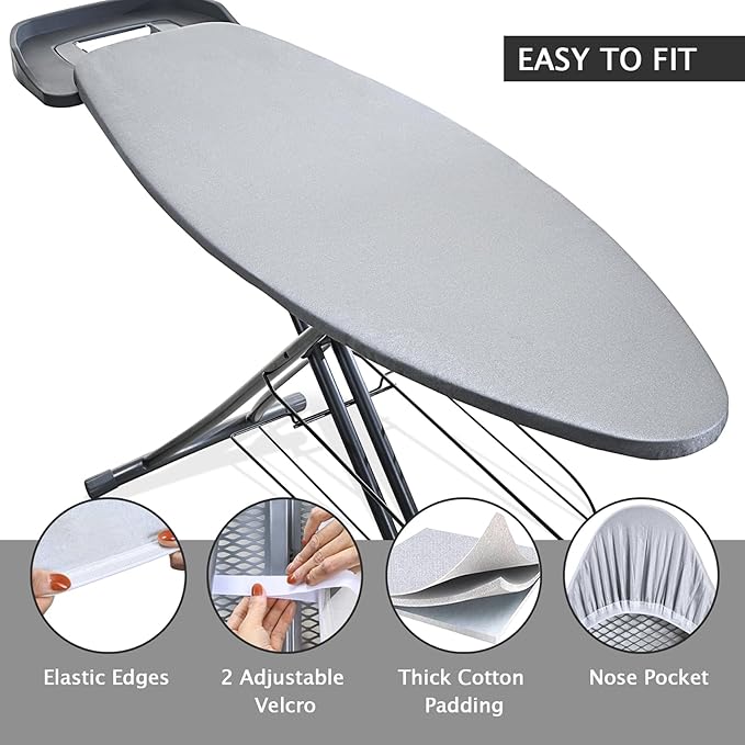 SheeChung Ironing Board Cover and Pad 18x54, Extra Thick Cotton Cover, Scorch - Image 3