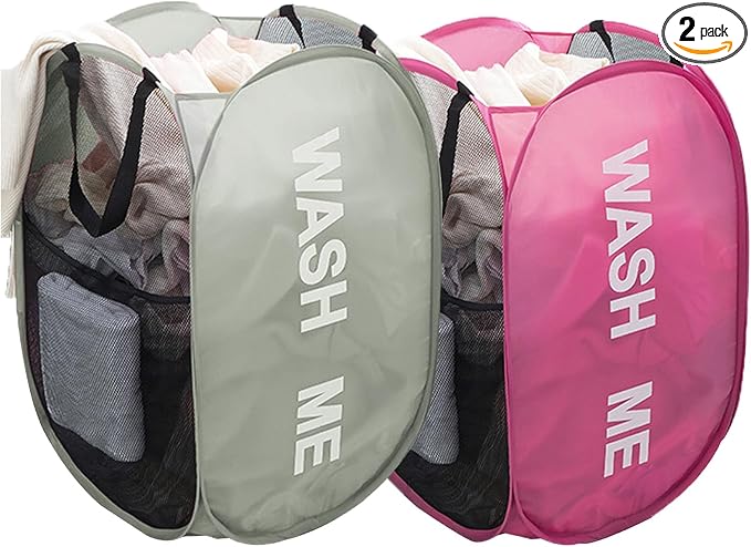 Larpur Pop Up Laundry Baskets, 2 Pack Mesh Laundry Hampers by Larpur