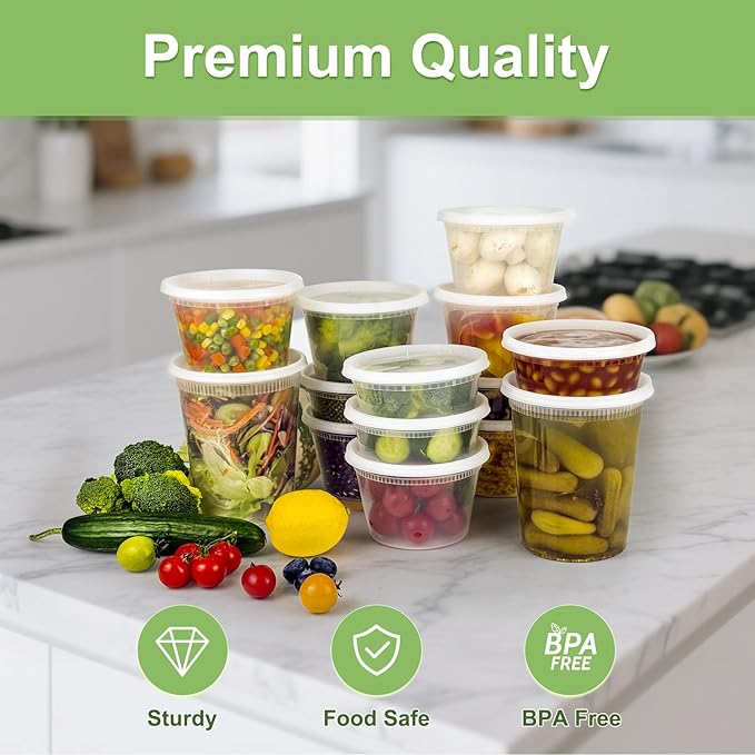 60 Sets Deli Containers with Lids 8 oz, Leak-Proof & BPA Free Airtight Takeout - Image 4
