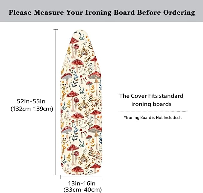 Sprowallow Mushroom Leaf Ironing Board Cover and Pad 15x54 Inch Standard Size - Image 5