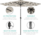 Best Choice Products 10ft Solar Polyester LED Lighted Patio Umbrella w/Tilt Adjustment and UV-Resistant Fabric - Image 5