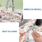Abstract Gray and Red Hexagon Sink Faucet Absorbing Mat Sink Splash Guard - Image 5